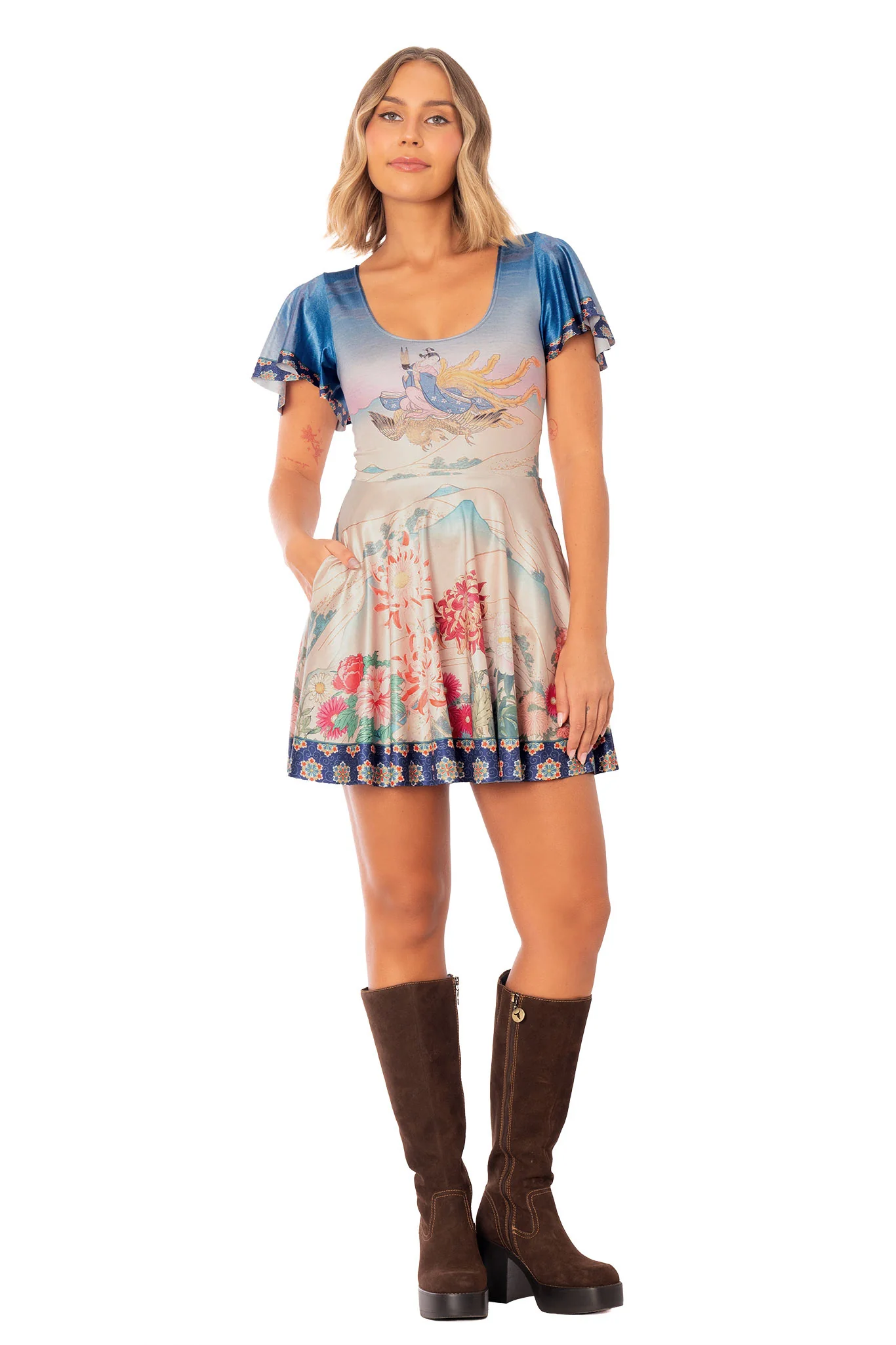 Golden Phoenix Flouncy Scoop Skater Dress - Image 6