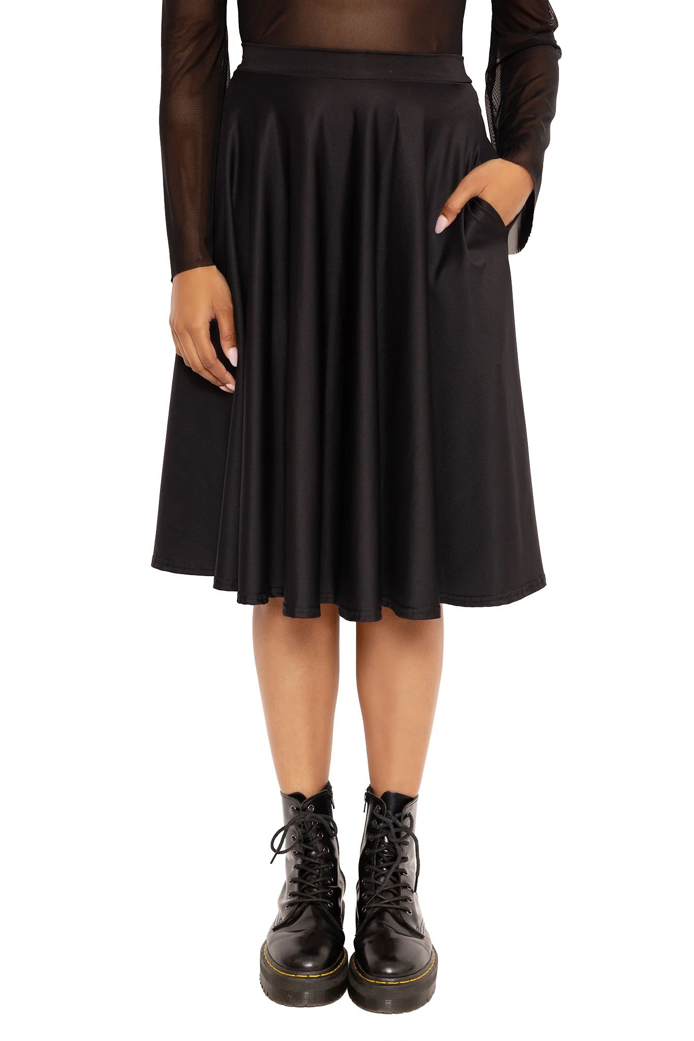 Matte Black Pocket Midi Skirt - Image 5