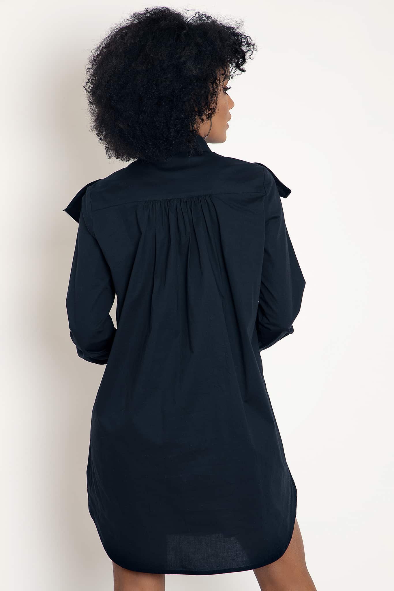 Midnight Frill Long Sleeve Shirt Dress - Image 3