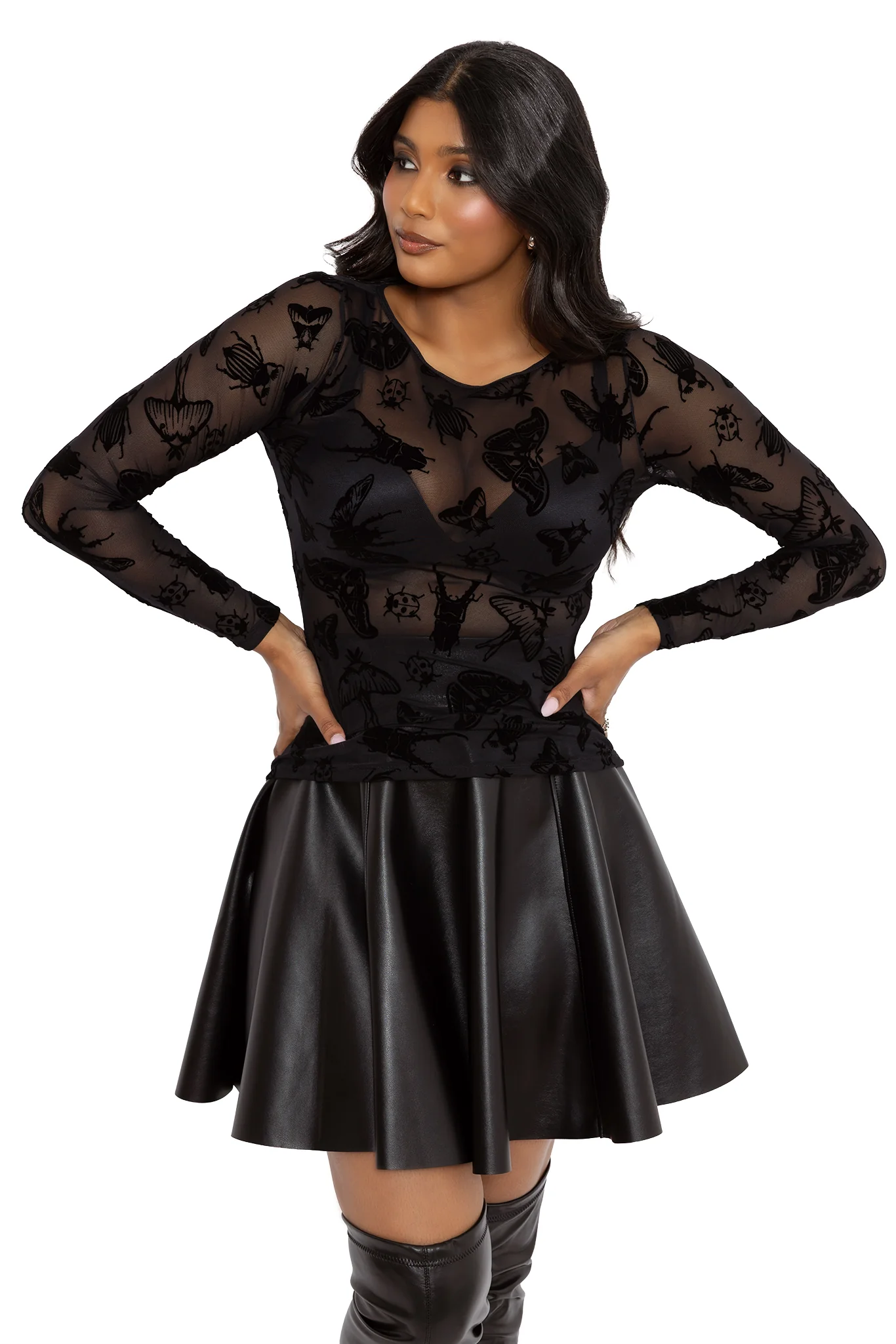 The Swarm Sheer Boat Neck Long Sleeve Top - Image 8
